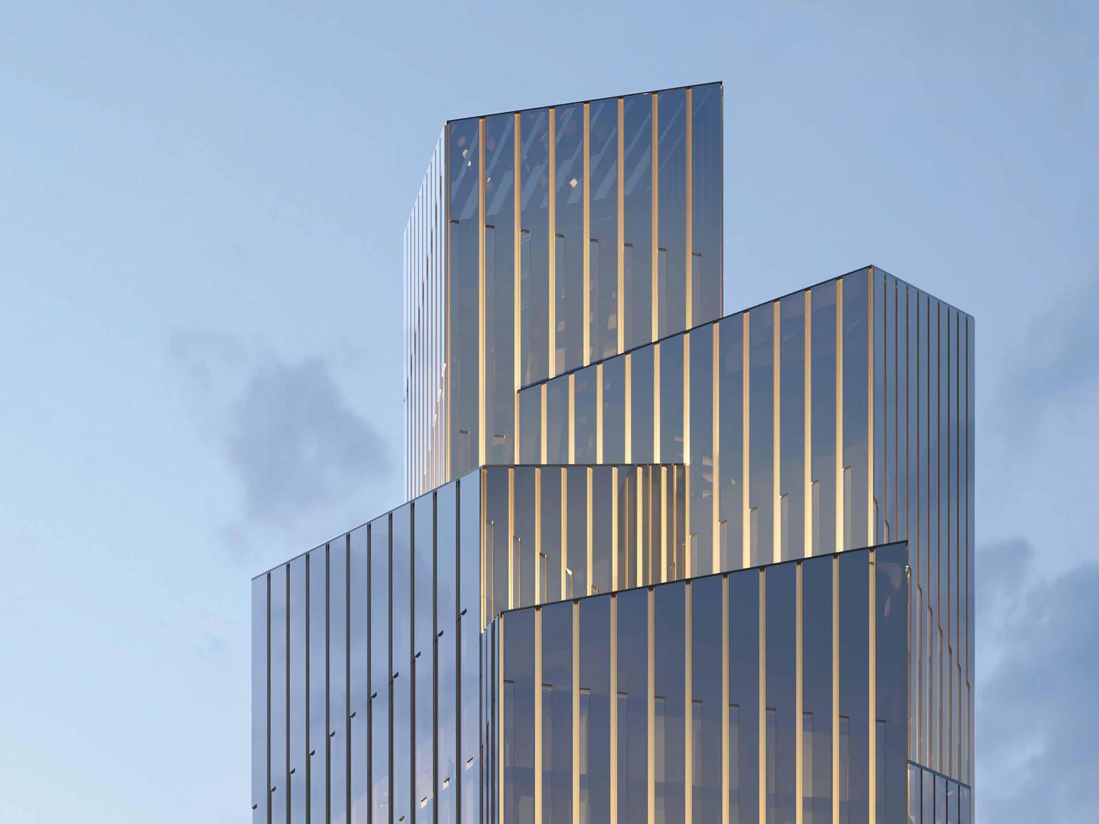 a tall building with a lot of windows on top of it