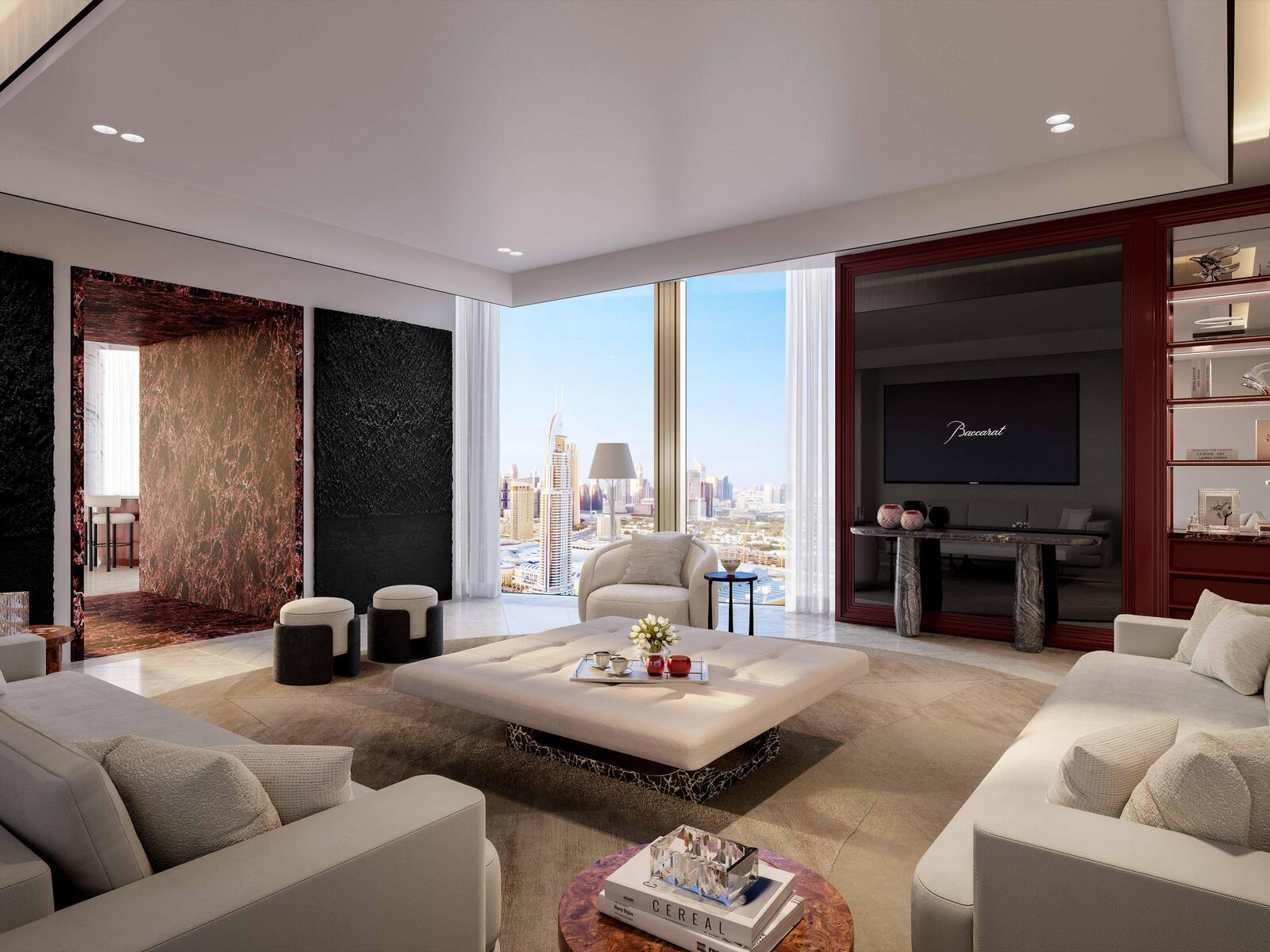 a living room filled with furniture and a flat screen tv